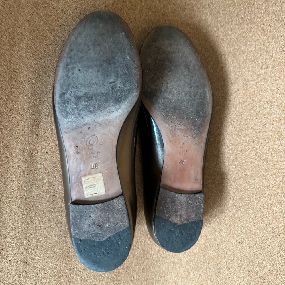 M. Gemi Black Gold Tan Ombré Patent leather Flats Size Eu 38 Us 7.5 - Picture 6 of 16